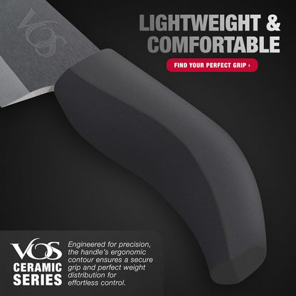ceramic knives set for kitchen in gift box, set of 2 ceramic knife with cover, 5.5" santoku & 4.5" utility for home cooks, Ultra Sharp, lightweight, rust-free, dishwasher safe (Off-white handle)