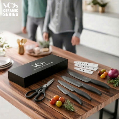 ceramic knives set for kitchen in gift box, set of 2 ceramic knife with cover, 5.5" santoku & 4.5" utility for home cooks, Ultra Sharp, lightweight, rust-free, dishwasher safe (Off-white handle)