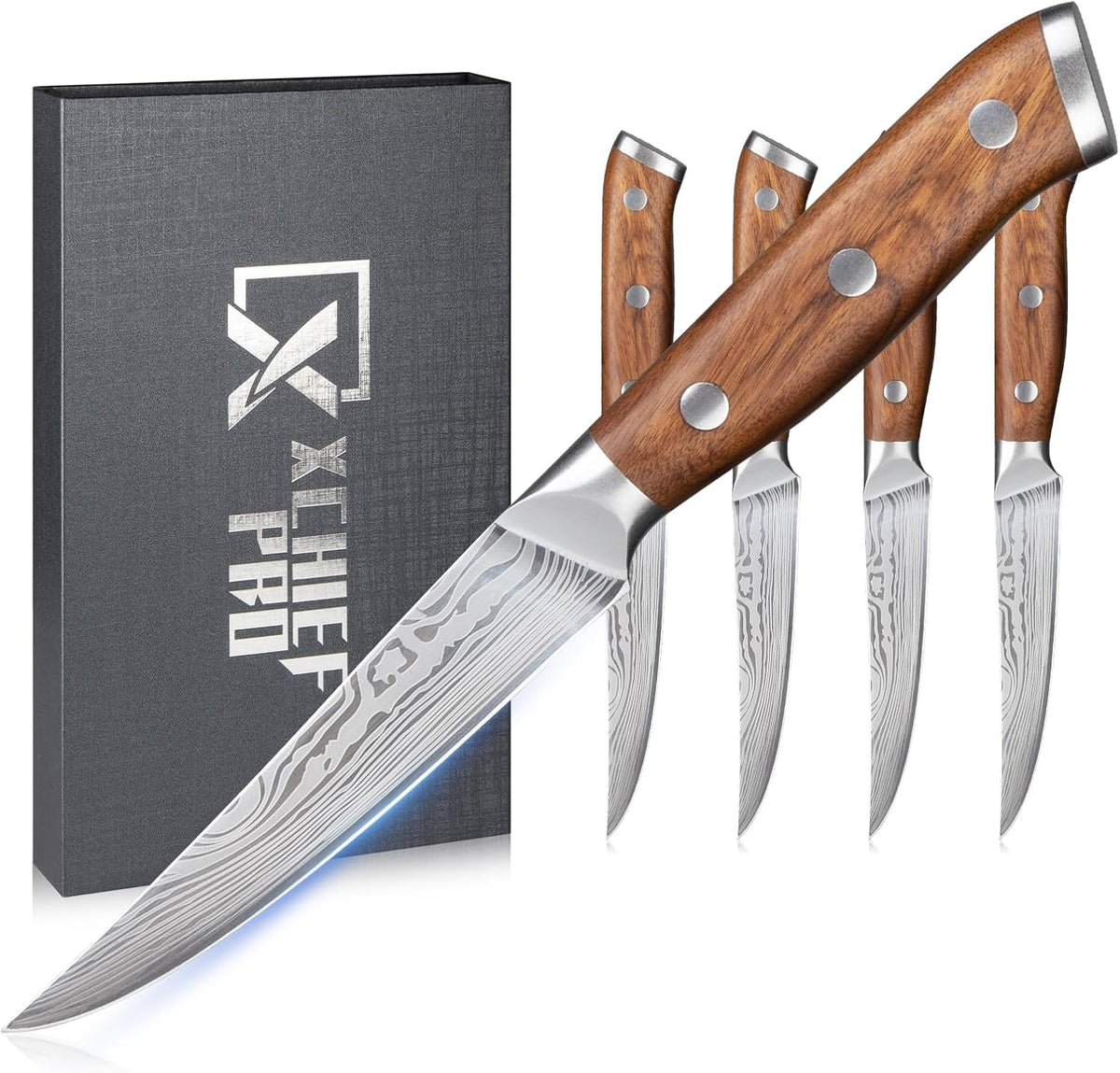 Steak Knives Set of 4, 4.5 Inch High Carbon Stainless Steel, Gift Box