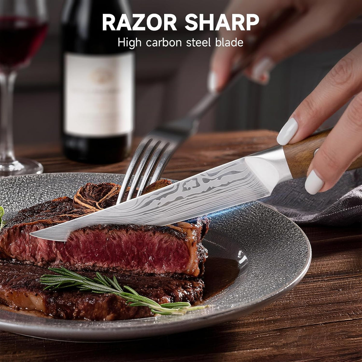 Steak Knives Set of 4, 4.5 Inch High Carbon Stainless Steel, Gift Box