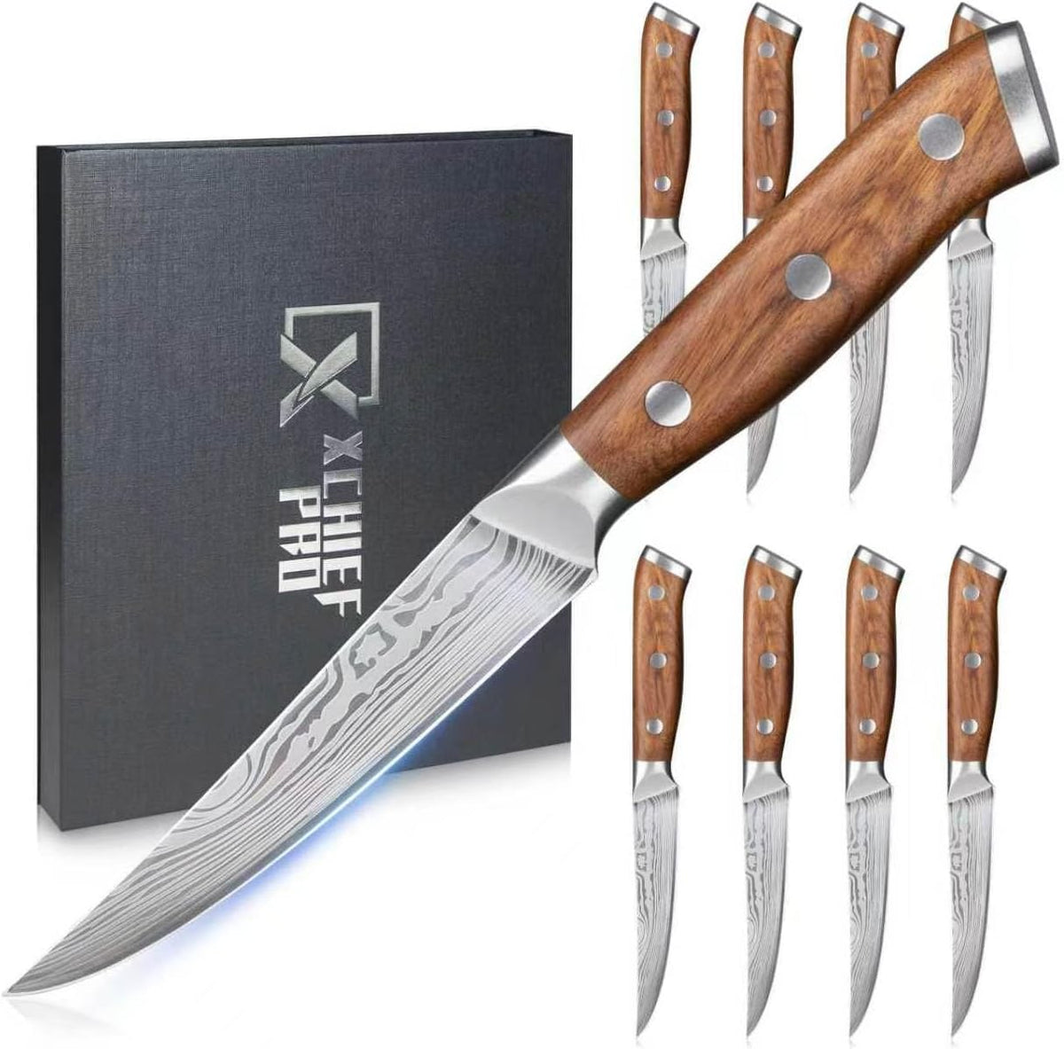 Steak Knives Set of 4, 4.5 Inch High Carbon Stainless Steel, Gift Box
