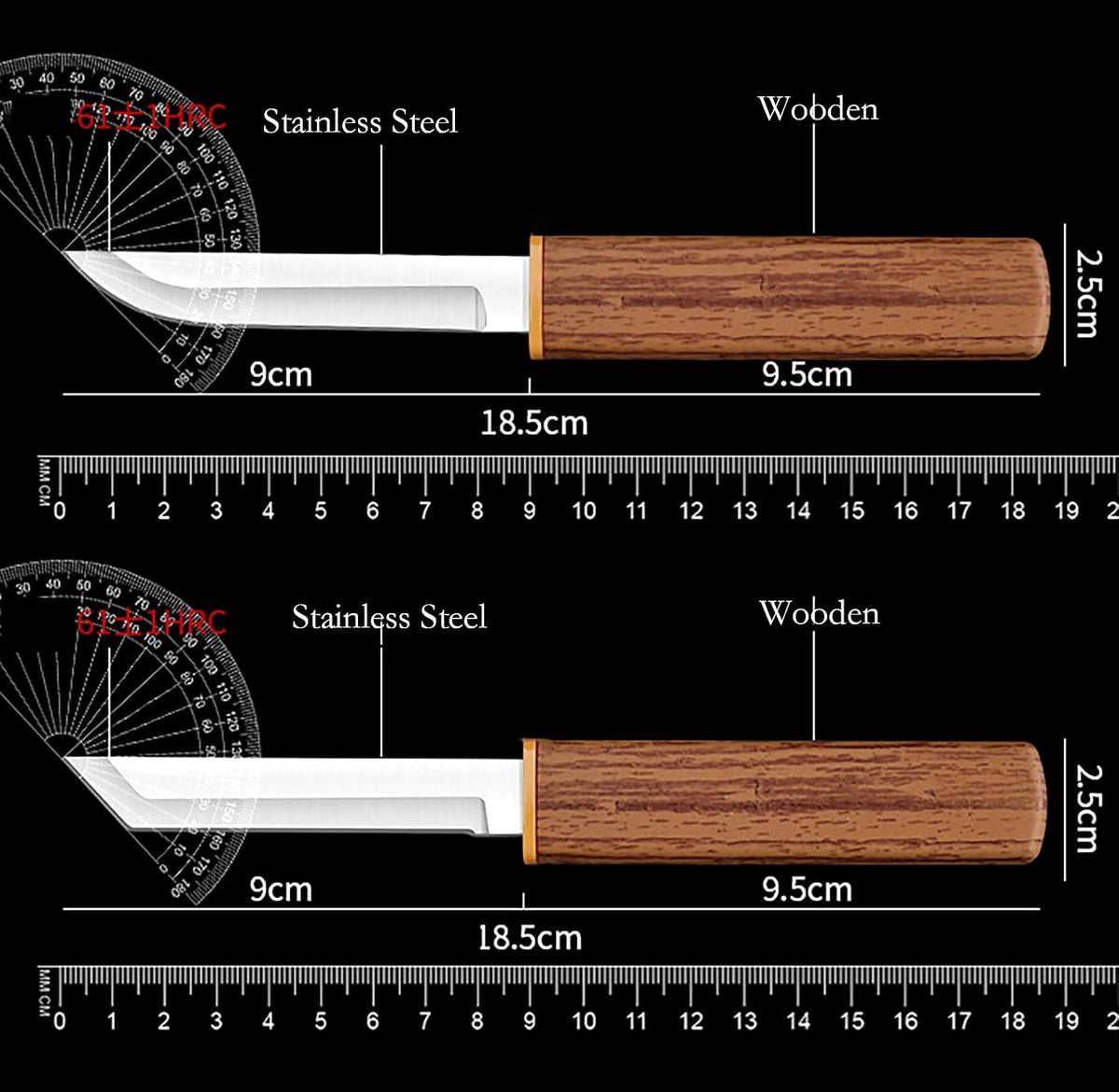 4 Pcs Paring Knife with Wooden Handle, 7.2 Inch Stainless Steel Sharp Fruits and Vegetable Knives for Kitchen, Party, Travel and Outdoors (Brown)