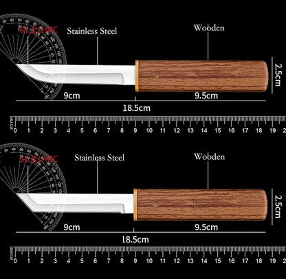 4 Pcs Paring Knife with Wooden Handle, 7.2 Inch Stainless Steel Sharp Fruits and Vegetable Knives for Kitchen, Party, Travel and Outdoors (Brown)