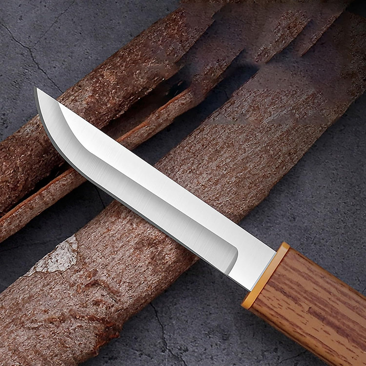 4 Pcs Paring Knife with Wooden Handle, 7.2 Inch Stainless Steel Sharp Fruits and Vegetable Knives for Kitchen, Party, Travel and Outdoors (Brown)