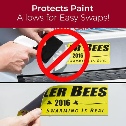 Cut-to-Size Bumper Sticker Magnetizer 4 Pack: Turn Any Decal Into a Strong Magnet. Durable & Weatherproof Magnetic Strip Protects Paint & Allows for Easy Swaps. Flexible 4x12 Sheet Guaranteed to Stick