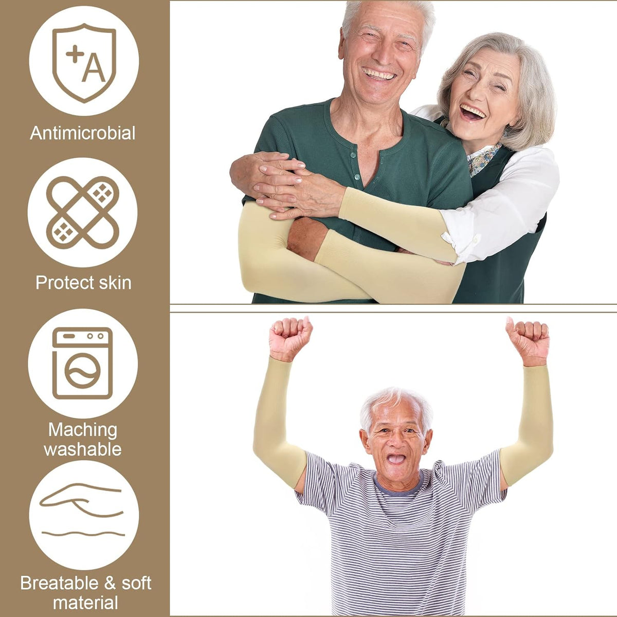 8 Pairs Elderly Skin Thin Protector Sleeves Bruise Abrasions Protective Arm Sleeve