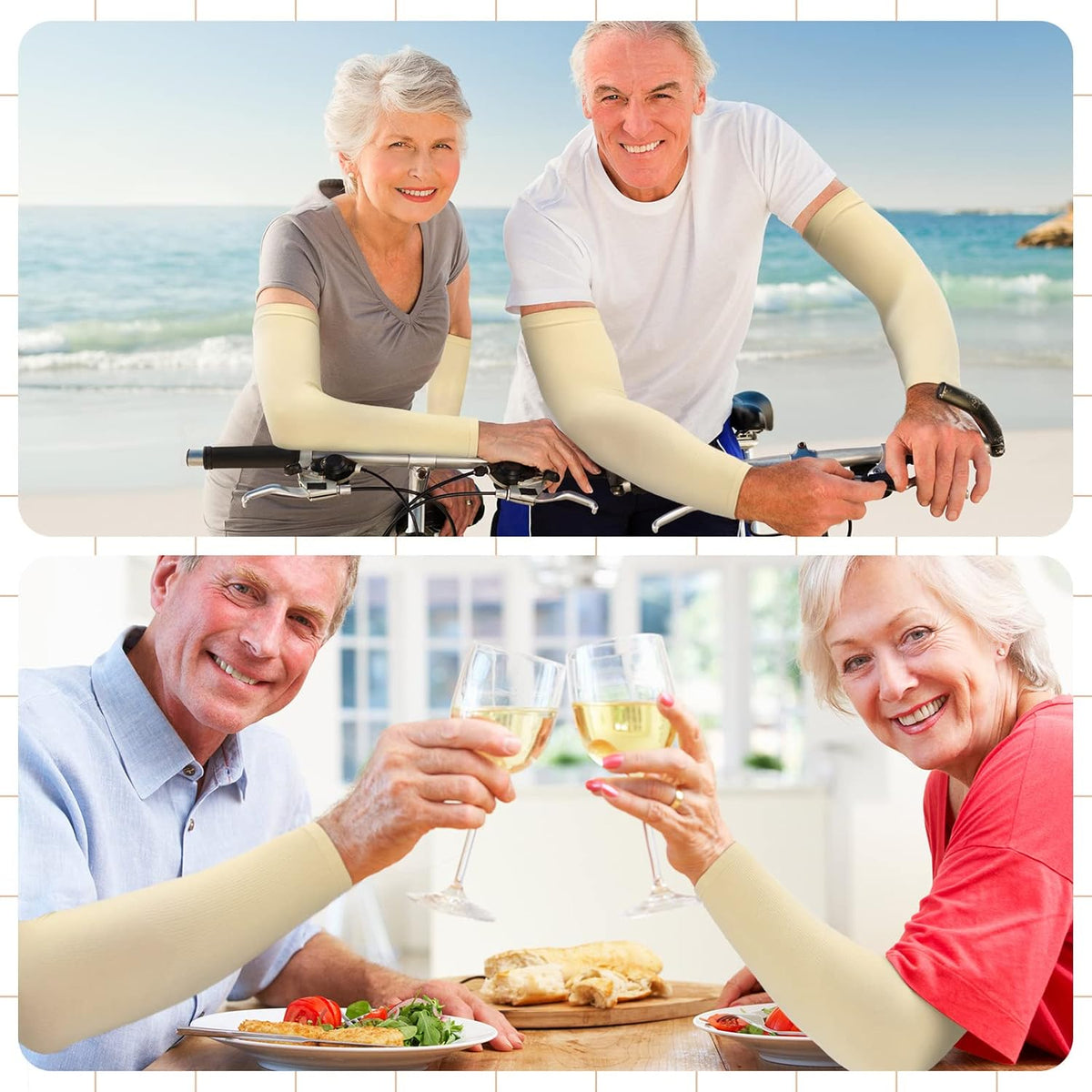 8 Pairs Elderly Skin Thin Protector Sleeves Bruise Abrasions Protective Arm Sleeve