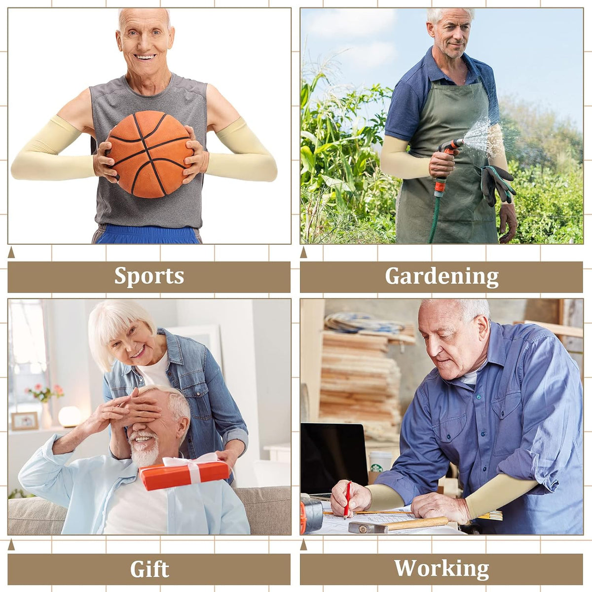 8 Pairs Elderly Skin Thin Protector Sleeves Bruise Abrasions Protective Arm Sleeve