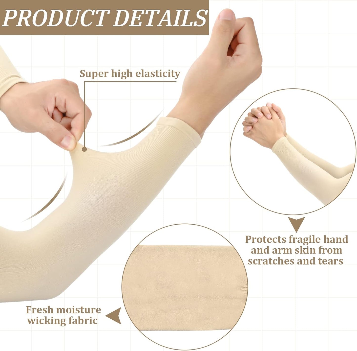 8 Pairs Elderly Skin Thin Protector Sleeves Bruise Abrasions Protective Arm Sleeve