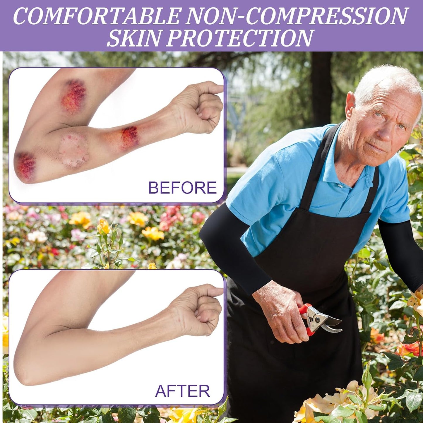 8 Pairs Elderly Skin Thin Protector Sleeves Bruise Abrasions Protective Arm Sleeve