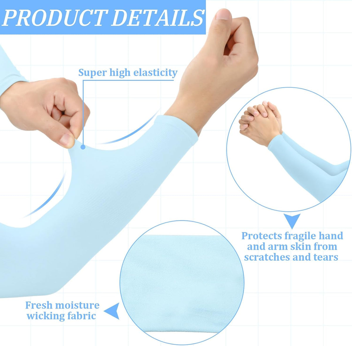 8 Pairs Elderly Skin Thin Protector Sleeves Bruise Abrasions Protective Arm Sleeve