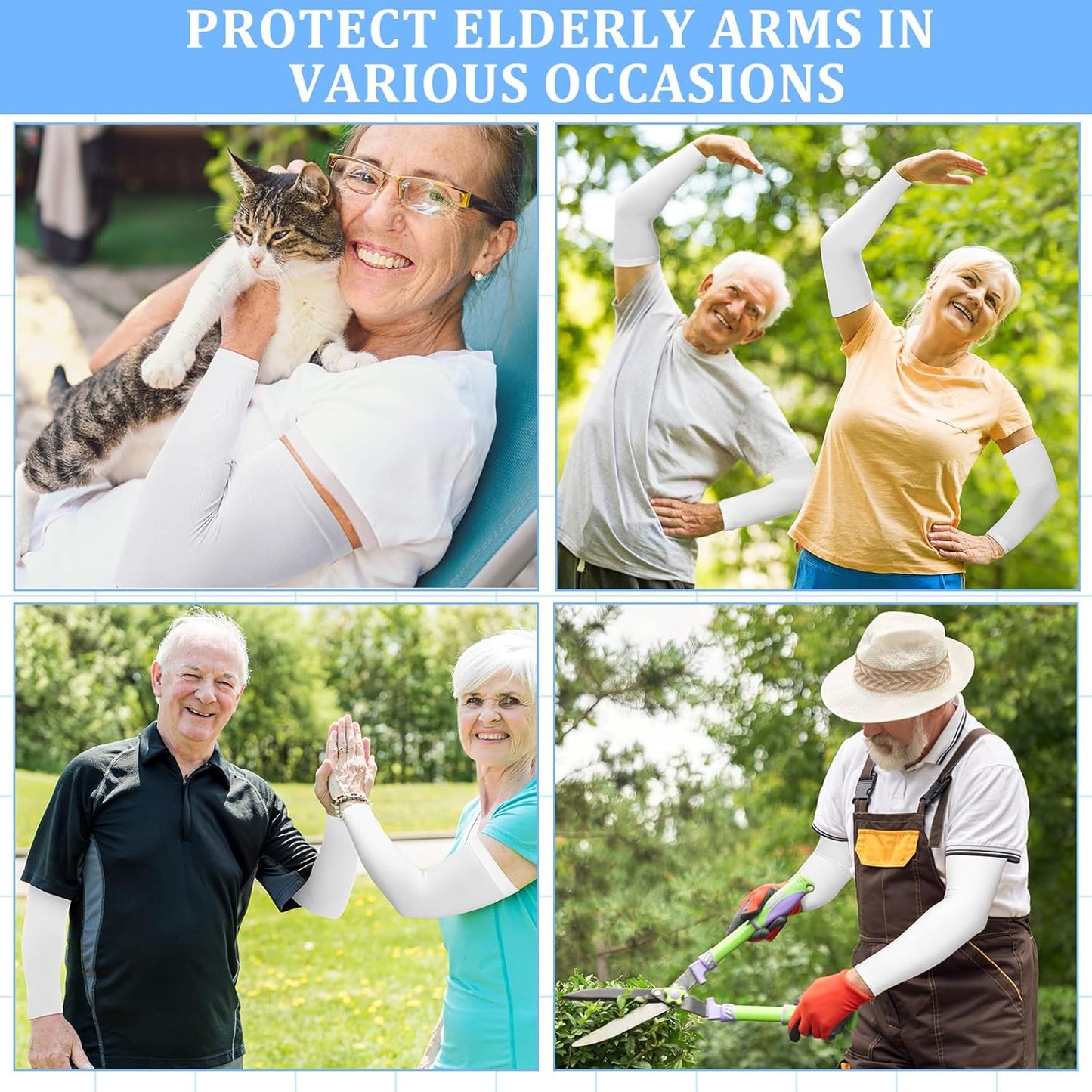 8 Pairs Elderly Skin Thin Protector Sleeves Bruise Abrasions Protective Arm Sleeve