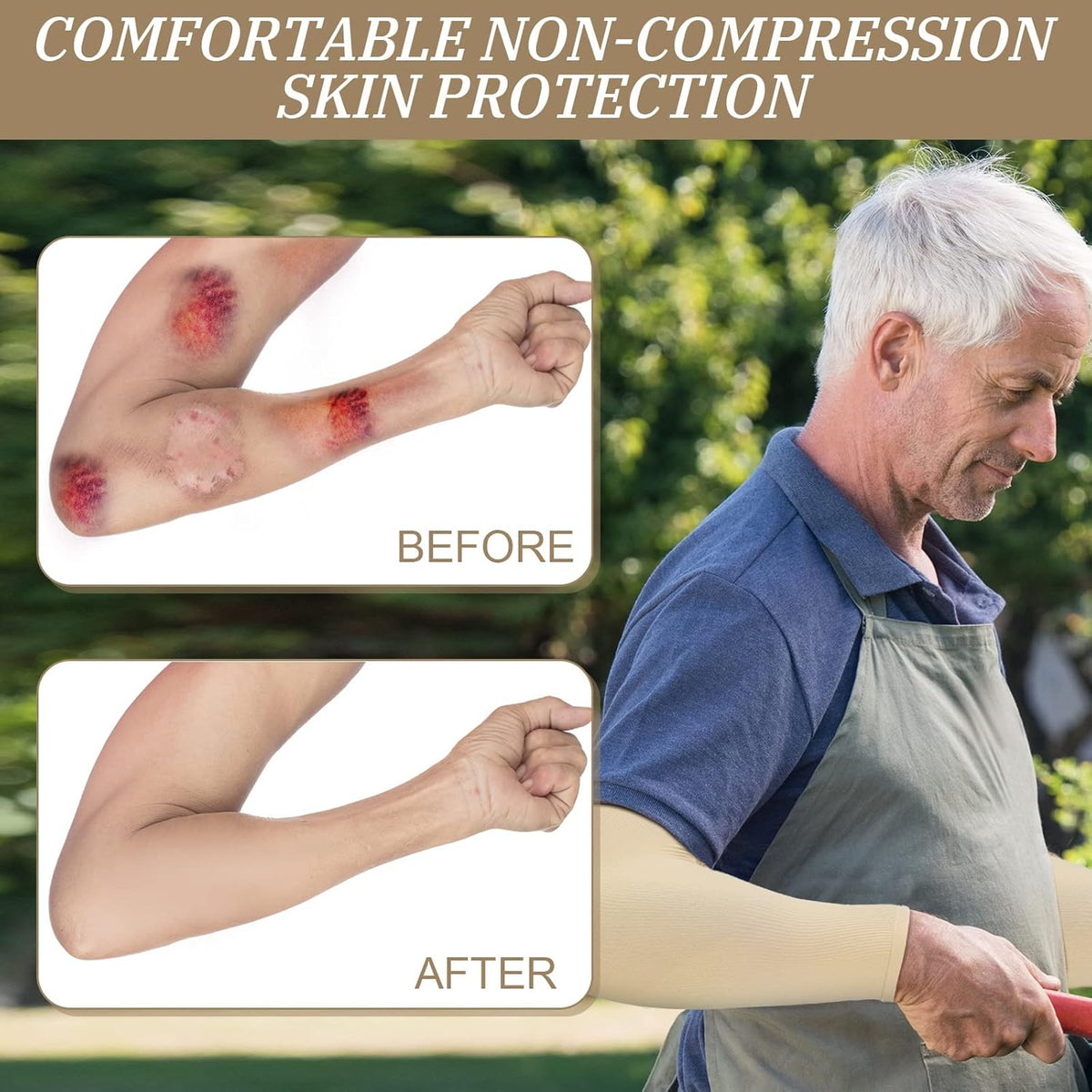 8 Pairs Elderly Skin Thin Protector Sleeves Bruise Abrasions Protective Arm Sleeve