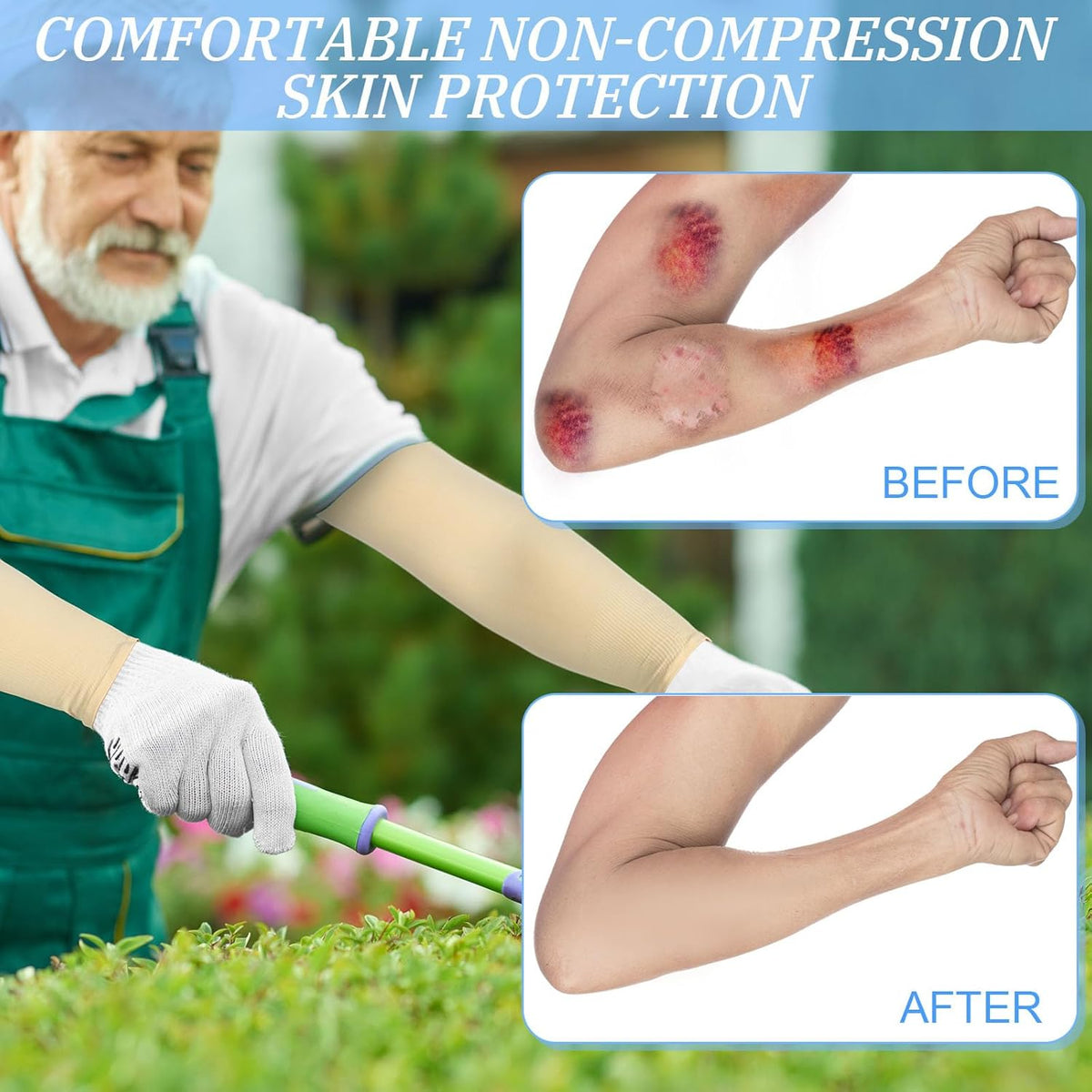 8 Pairs Elderly Skin Thin Protector Sleeves Bruise Abrasions Protective Arm Sleeve