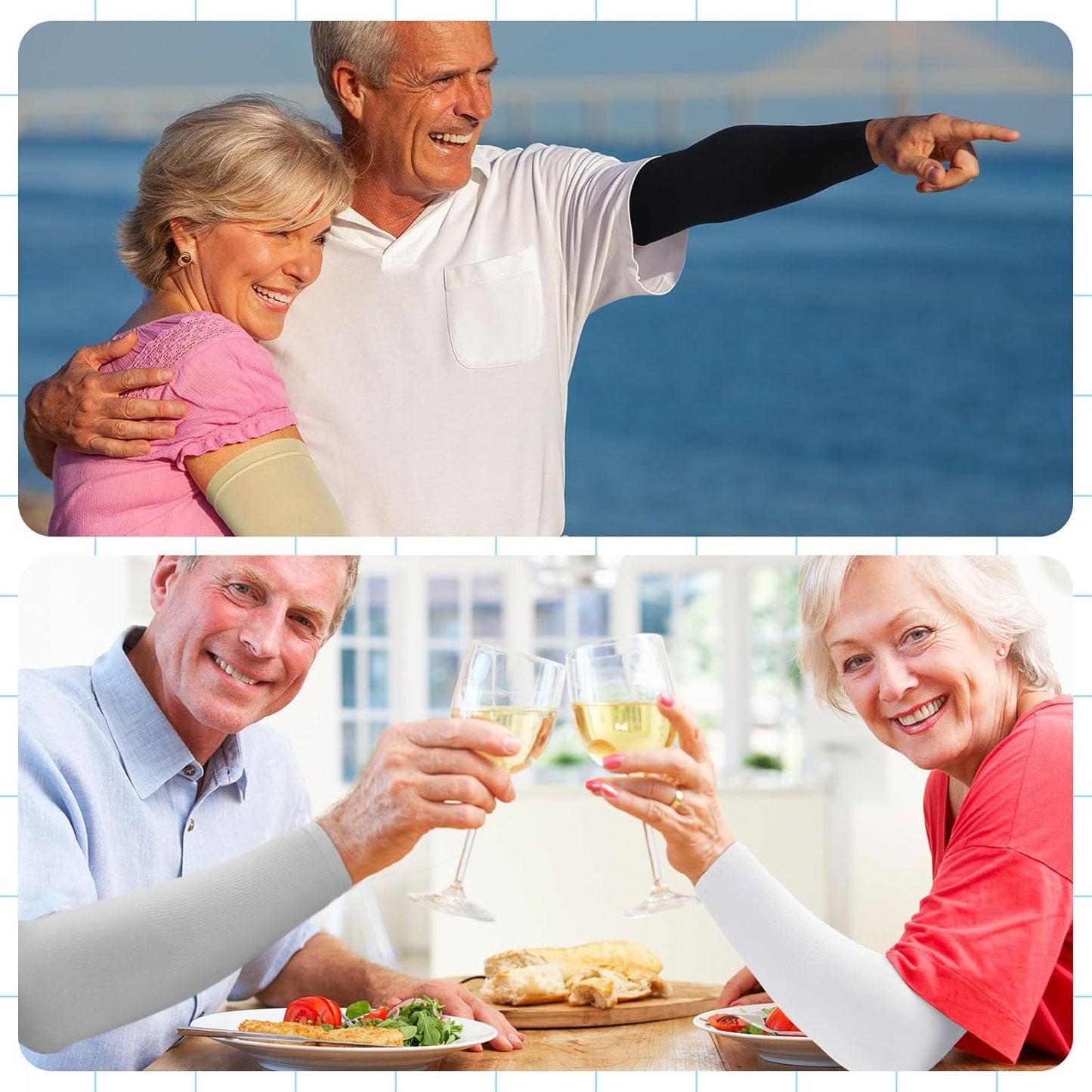 8 Pairs Elderly Skin Thin Protector Sleeves Bruise Abrasions Protective Arm Sleeve