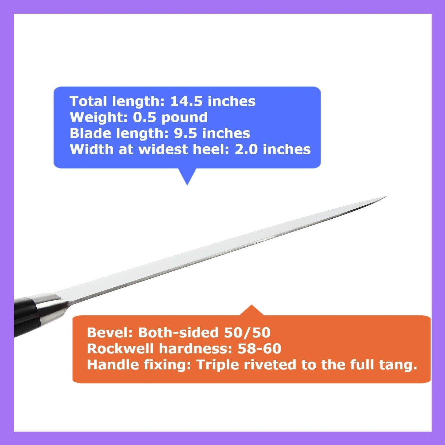 Japanese Chef Knife INOX AUS-8A Stainless Steel Black Pakkawood Handle, Gyuto 8.3-inch (210mm)