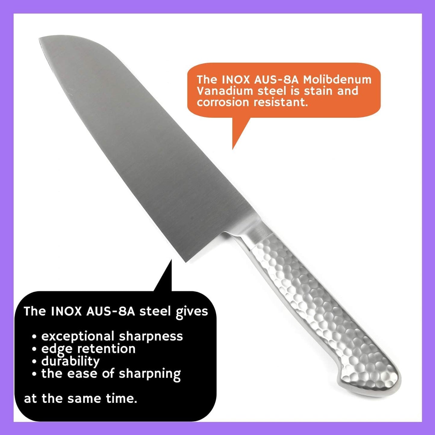 Japanese Chef Knife INOX AUS-8A Stainless Steel Black Pakkawood Handle, Gyuto 8.3-inch (210mm)
