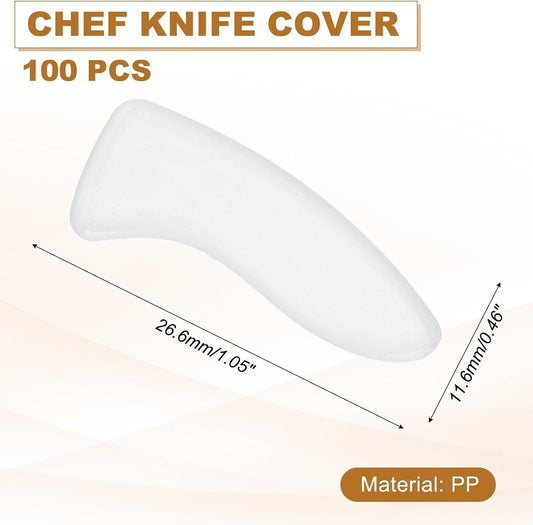 100Pcs Knife Tip Protector Cover, 0.46" x 1.05" Plastic Blade Tip Guards for Kitchen Knife Tip Protection Sleeves, White