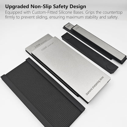 Diamond Sharpening Stone Set, Whetstone Knife Sharpener Kit with Angle Guide & Non-Slip Bases - 3 Large Diamond Plate (240/600/1200 Grit) & 3 Portable Stones (400/1000/3000 Grit) Honing Stone