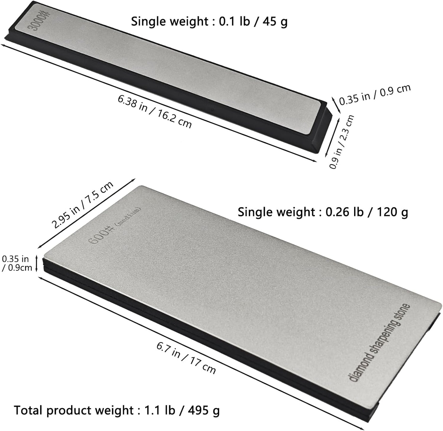 Diamond Sharpening Stone Set, Whetstone Knife Sharpener Kit with Angle Guide & Non-Slip Bases - 3 Large Diamond Plate (240/600/1200 Grit) & 3 Portable Stones (400/1000/3000 Grit) Honing Stone