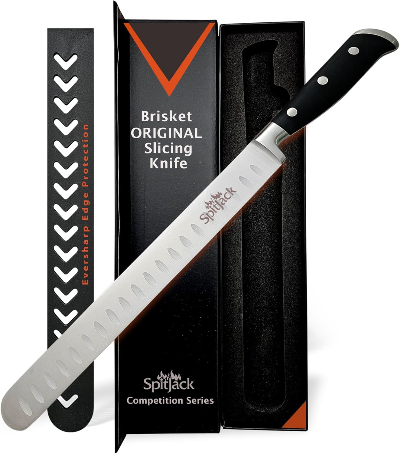 Brisket Knife for Meat Carving and Smoked Meat and Turkey Slicing - Stainless Steel, Granton Edge, 11 Inch Blade, BBQ Competition Chef Series