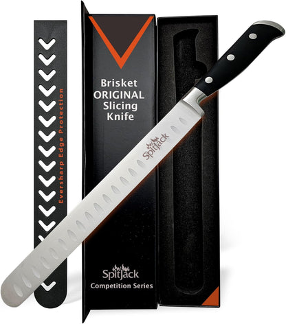 Brisket Knife for Meat Carving and Smoked Meat and Turkey Slicing - Stainless Steel, Granton Edge, 11 Inch Blade, BBQ Competition Chef Series
