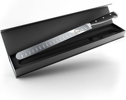 Brisket Knife for Meat Carving and Smoked Meat and Turkey Slicing - Stainless Steel, Granton Edge, 11 Inch Blade, BBQ Competition Chef Series
