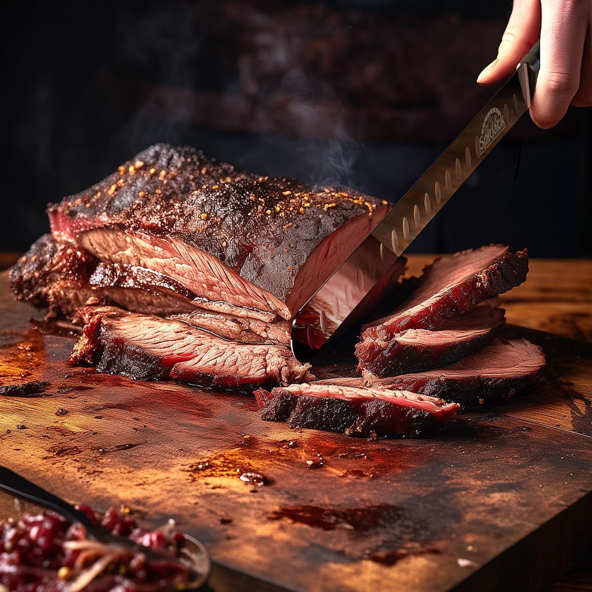 Brisket Knife for Meat Carving and Smoked Meat and Turkey Slicing - Stainless Steel, Granton Edge, 11 Inch Blade, BBQ Competition Chef Series