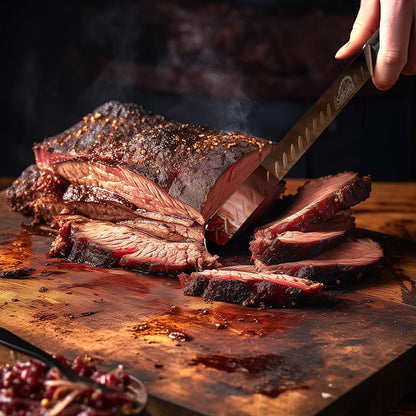 Brisket Knife for Meat Carving and Smoked Meat and Turkey Slicing - Stainless Steel, Granton Edge, 11 Inch Blade, BBQ Competition Chef Series