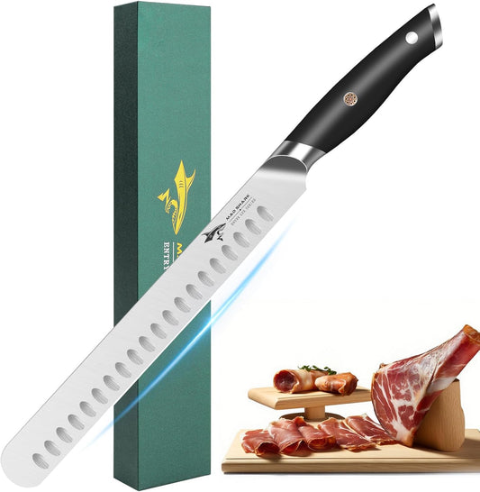 Brisket Slicing Knife, 10 inch BBQ Knife Razor Sharp Curved Butcher Breaking Knives for Meat Cutting, knives for men with Gift Box