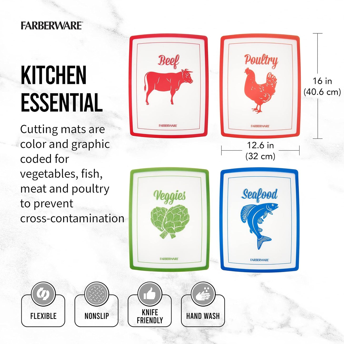 Flexible Cutting Mat Set, 4-Piece, 11 x 15 Inch