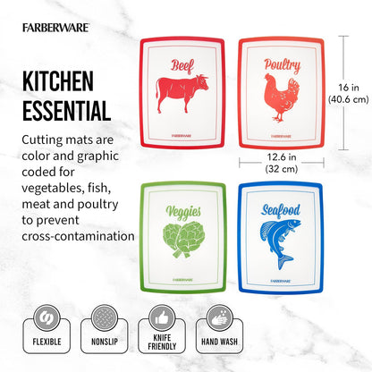 Flexible Cutting Mat Set, 4-Piece, 11 x 15 Inch