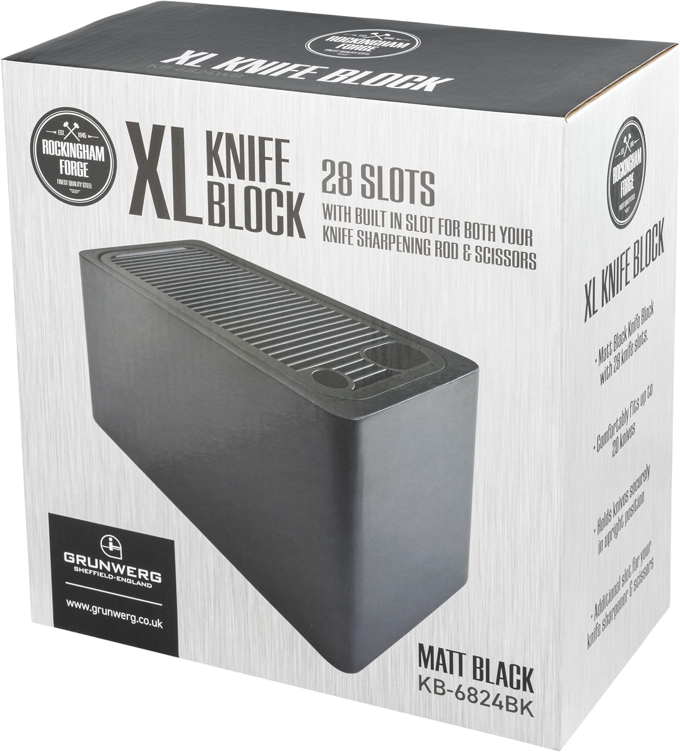 Universal Knife Block, Extra Large Storage Block with 28 Slots, Black,KB-6824BK