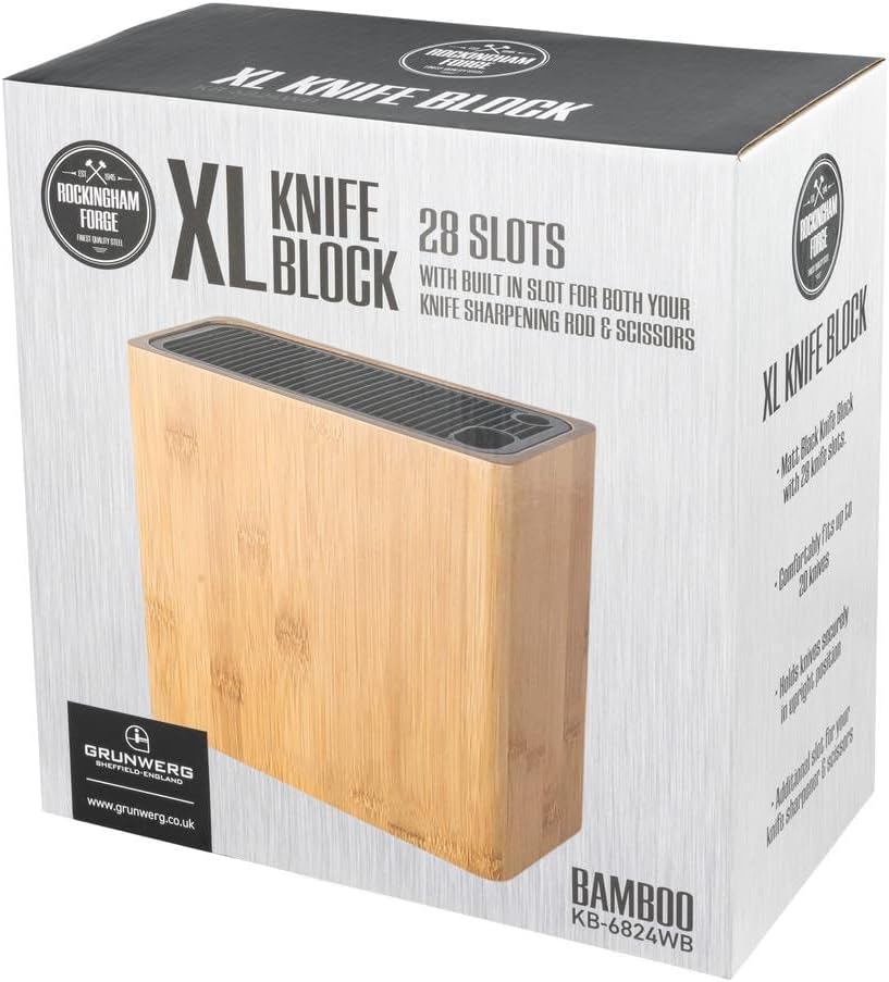 Universal Knife Block, Extra Large Storage Block with 28 Slots, Black,KB-6824BK