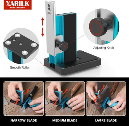 Adjustable Rolling Knife Sharpener Kit – 10°-40° Adjustable Angles, Removable Diamond Plates (320# 800# 2000#), Portable Design – Premium Kitchen Knife Sharpening Tool