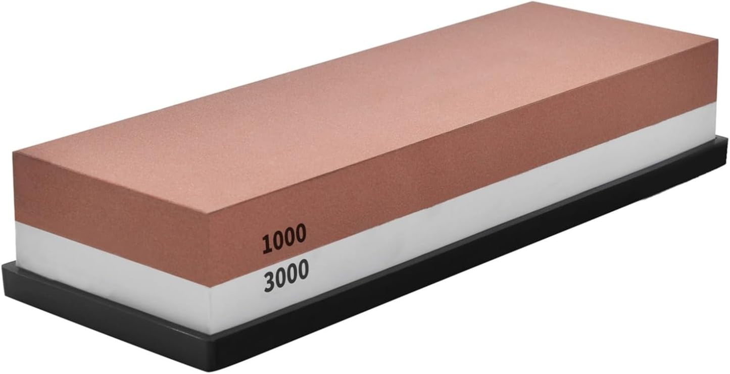 Premium Whetstone Knife Sharpening Stone 2 Side Grit 1000/3000 Waterstone- Whetstone Knife Sharpener- NonSlip Silicone Base