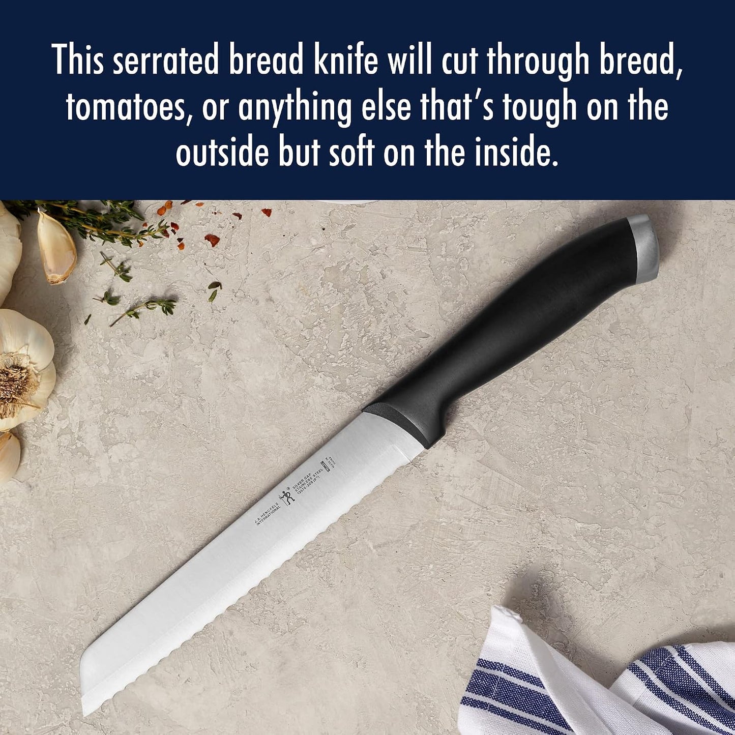 Dynamic Razor-Sharp 8-inch Bread Knife, Cake Knife, German Engineered Informed by 100+ Years of Mastery, Stainless Steel
