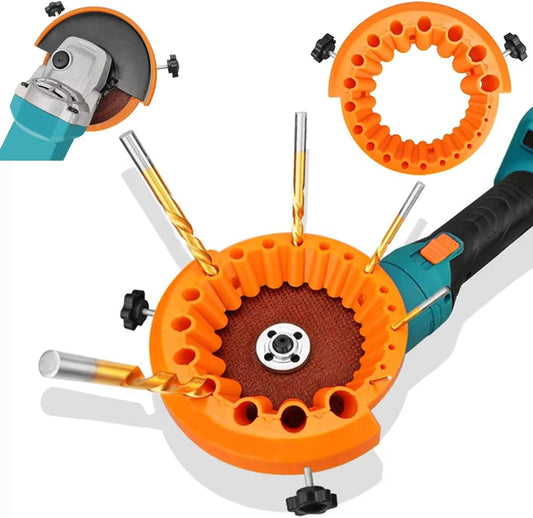 Drill Bit Sharpener Attachment for 4-1/2in & 5in Angle Grinders, Fits 1/8" to 1/2" (3-12.5mm) Bits, Heavy Duty High-Strength Tool for Restoring Old Bits (Orange)