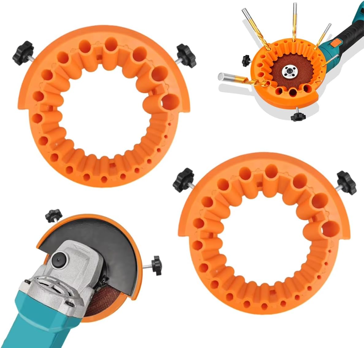 Drill Bit Sharpener Attachment for 4-1/2in & 5in Angle Grinders, Fits 1/8" to 1/2" (3-12.5mm) Bits, Heavy Duty High-Strength Tool for Restoring Old Bits (Orange)