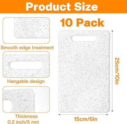 10 Pcs Small Plastic Cutting Boards for Kitchen, Mini Cutting Boards for Kitchen Set, Dishwasher Safe Granite Color White Square Prep Board for Fruits Vegetables Meat (6" x 10")