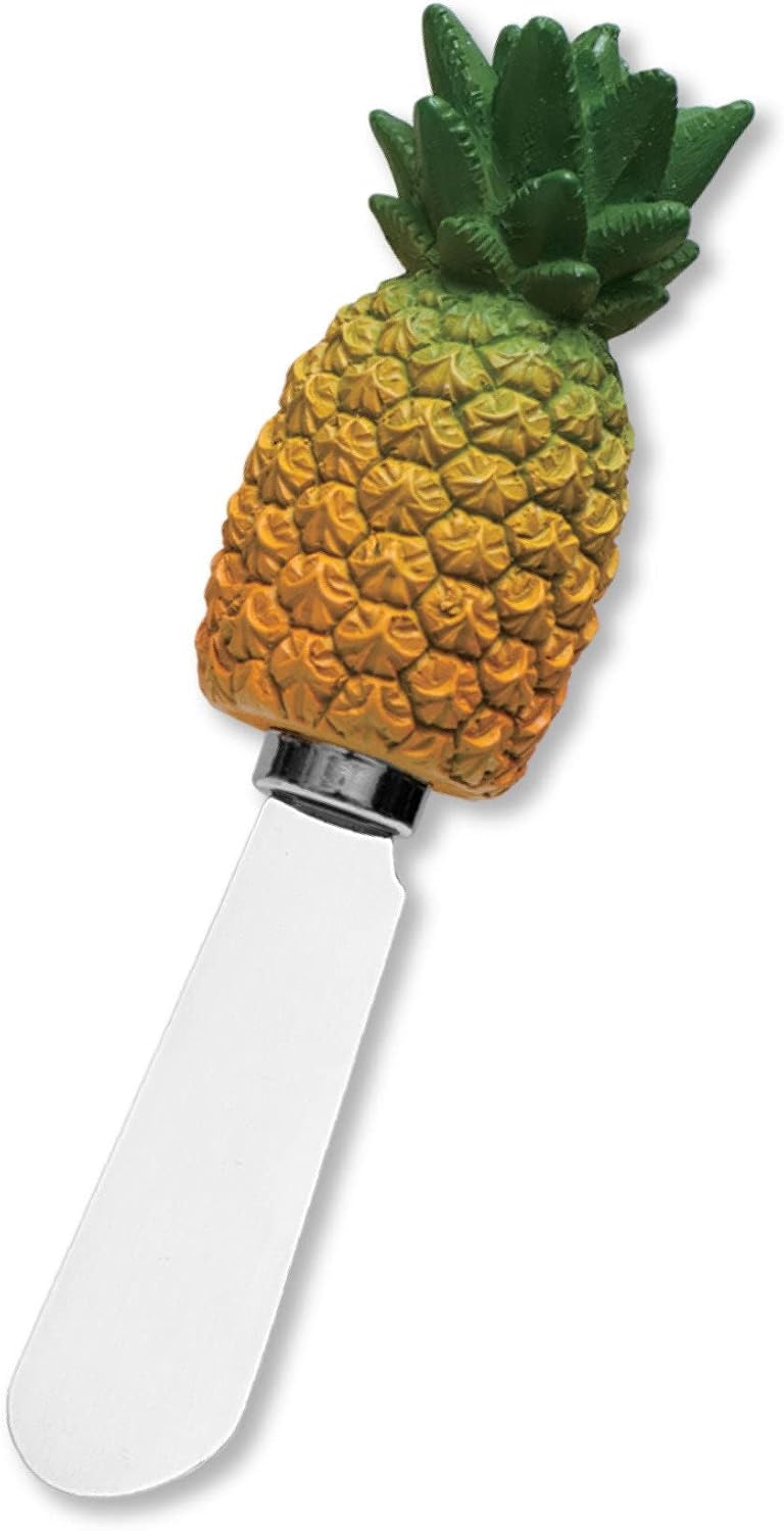 Pineapple Cheese Spreaders, Hand-Painted Resin Handles with Stainless Steel Blades for Spreading Cream Cheese, Butter, Jam, or Sandwich, Set of 4