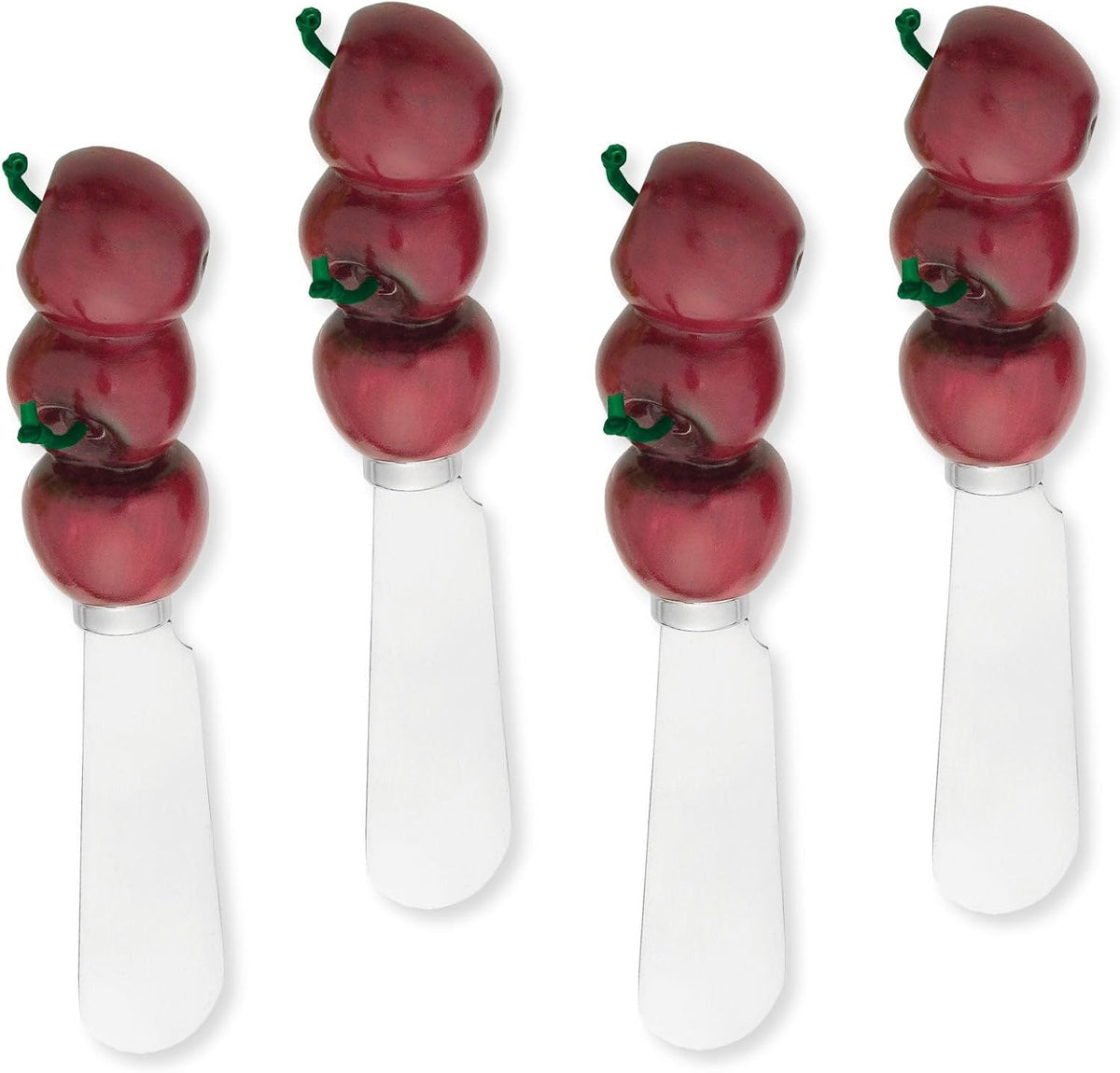 Pineapple Cheese Spreaders, Hand-Painted Resin Handles with Stainless Steel Blades for Spreading Cream Cheese, Butter, Jam, or Sandwich, Set of 4