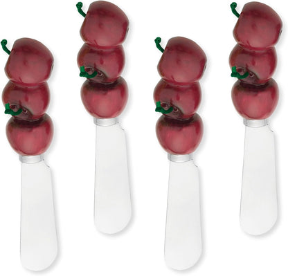 Pineapple Cheese Spreaders, Hand-Painted Resin Handles with Stainless Steel Blades for Spreading Cream Cheese, Butter, Jam, or Sandwich, Set of 4