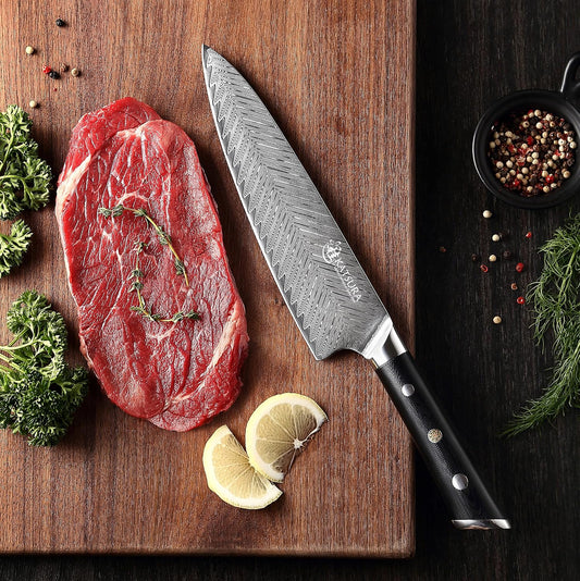 KATSURA Gyuto Chef Knife – 8 Inch – 50mm Ultra wide blade – Japanese Premium AUS 10, 67 Layers Damascus Steel Knife – Thunder-X Series – Chefs Choice G10 handle