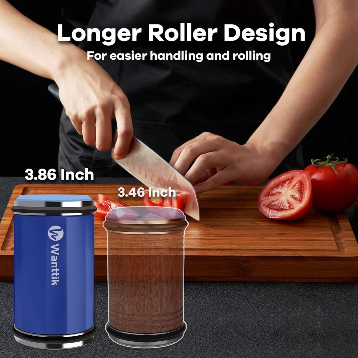 Rolling Knife Sharpener Kit, Upgraded Roller Knife Sharpener with Leather Strop for Kitchen Knives, 4-Disc Rolling Stone Sharpener with 15&18&20&22 Degree Sharpening, Gold