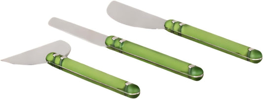 Studio Wedge Cheese Knives | 3-Piece Stainless Steel Cheese Knife Set with Frosted Sage Handles | Modern Serveware for Hard & Soft Cheeses | Dishwasher Safe Giftable Entertaining Essential