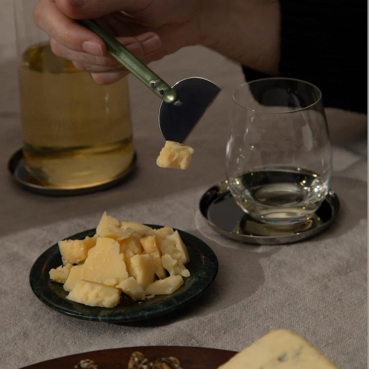 Studio Wedge Cheese Knives | 3-Piece Stainless Steel Cheese Knife Set with Frosted Sage Handles | Modern Serveware for Hard & Soft Cheeses | Dishwasher Safe Giftable Entertaining Essential