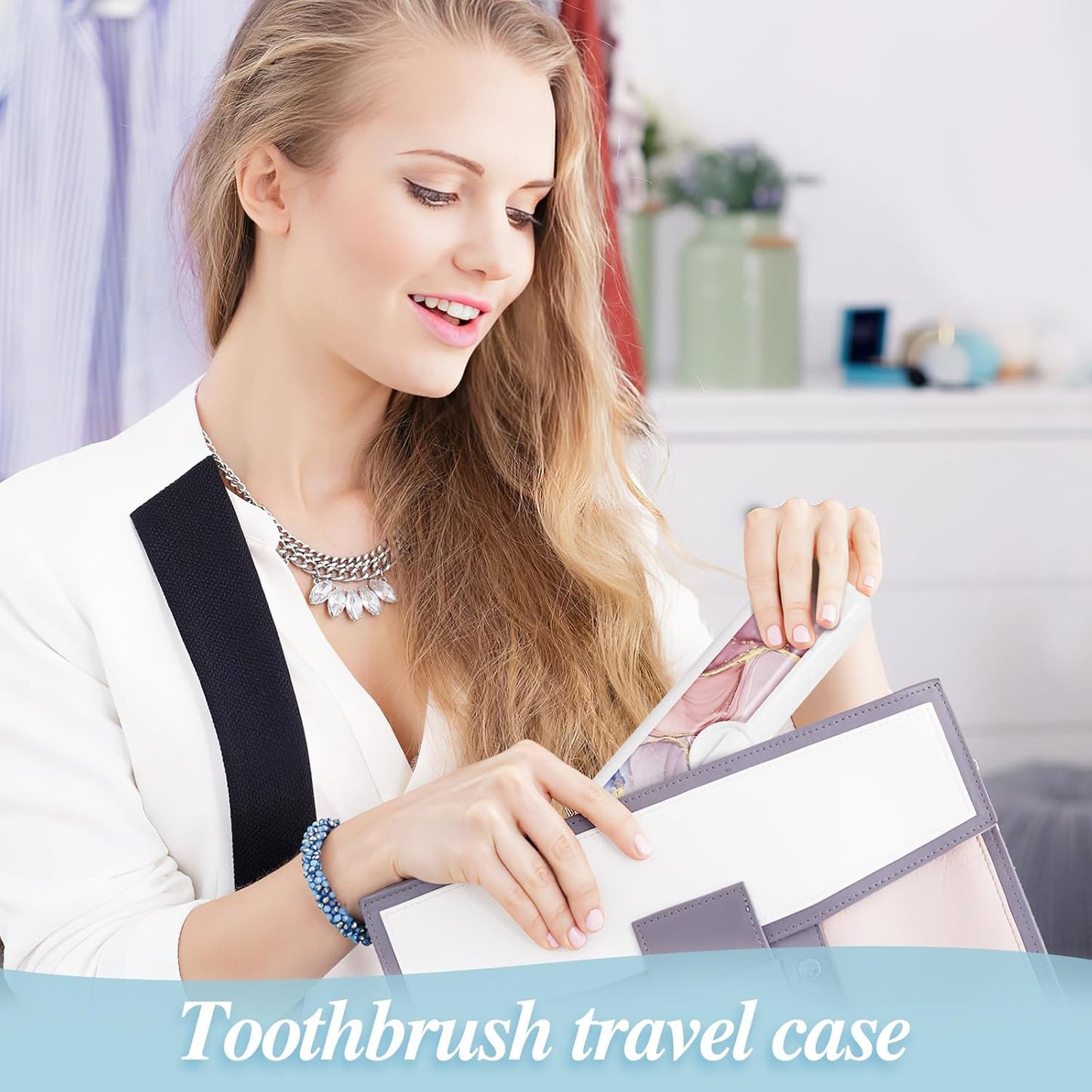 Toothbrush Travel Case - Colorful Pattern, Holder and Covers for Toothbrushes, Includes Tongue Scraper Case