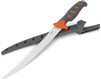 146 Hookset Freshwater Fishing Fillet Knife with Anti-Slip Rubber Handle and Plastic Sheath, 9" Fixed Blade