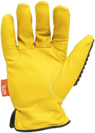 Ironclad Mens Work Glove 360 CUT LEATHER IMPACT, Yellow, X-Large US